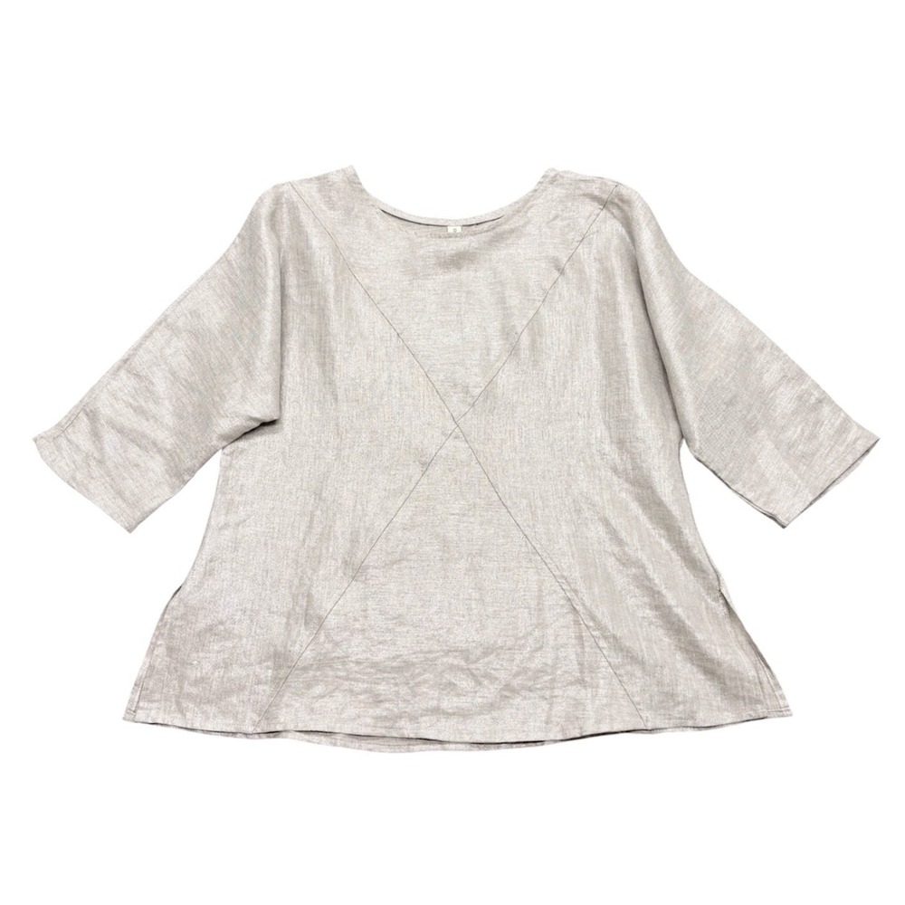 South Street Linen Womens Metallic Popover Top Size 0 Lagenlook Artsy USA Made